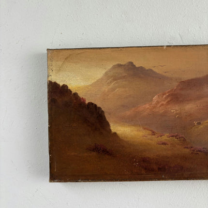 19th Century Oil Painting Landscape "Mountain Valley" Small Artwork - HollandArtShop