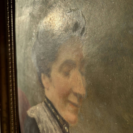19th Century Portrait Oil Painting "Reading Woman" French Art - HollandArtShop