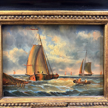 Classic Seascape Oil Painting "Sailing Boat" Original Small Artwork Holland Art Shop