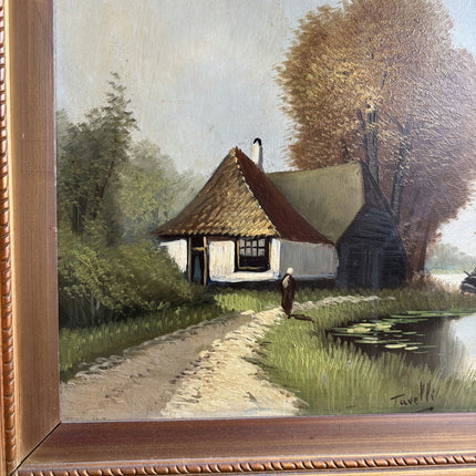 Detailed Landscape Oil Painting "Thatched Cottage" Original Artwork Holland Art Shop