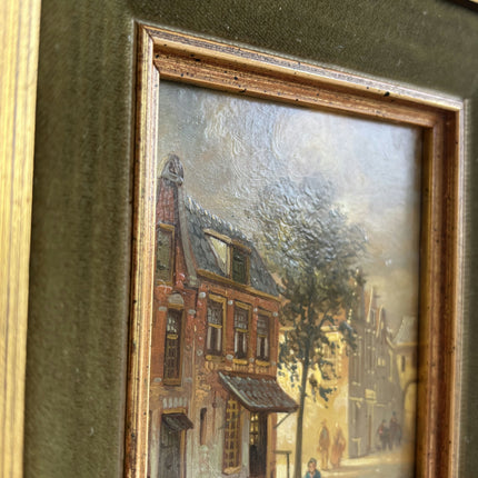 Elegant Cityscape Oil Painting "Gilded Frame" Vintage Small Artwork Holland Art Shop