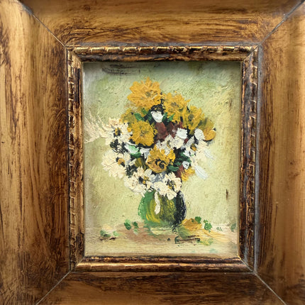 Handcrafted Floral Still Life Oil Painting "Flower Vase" Rustic Small Art Holland Art Shop