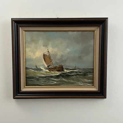 Authentic Seascape Oil Painting "Sailing Boat" Traditional Artwork Holland Art Shop