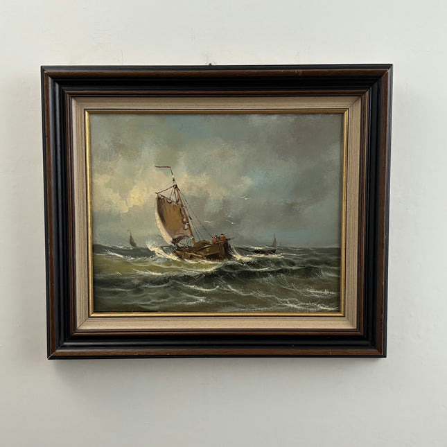 Authentic Seascape Oil Painting "Sailing Boat" Traditional Artwork Holland Art Shop