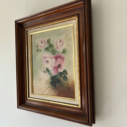 Refined Floral Still Life Oil Painting "Pink Roses" Original Small Artwork Holland Art Shop