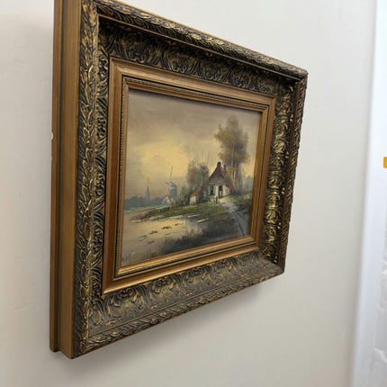 Refined Landscape Oil Painting "Thatched Cottage" Rustic Art Holland Art Shop