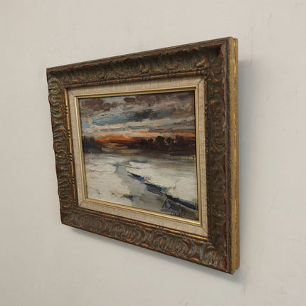 Original Landscape Oil Painting "Framed Painting" Vintage Small Art Holland Art Shop