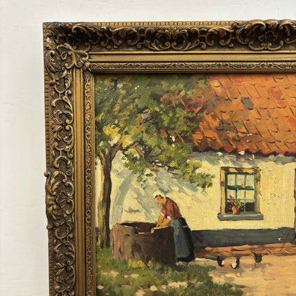 Authentic Landscape Oil Painting "Washing Woman" Expressive Art Holland Art Shop