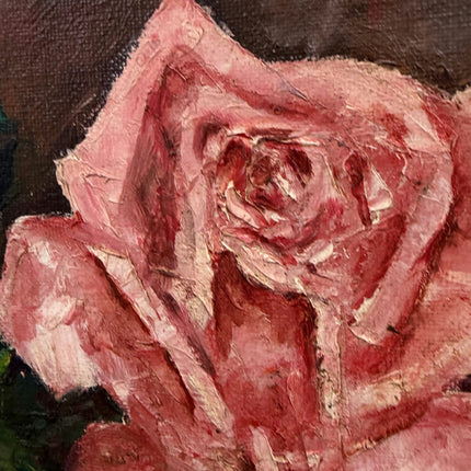 Original Floral Still Life Oil Painting "Pink Roses" Timeless Art Holland Art Shop
