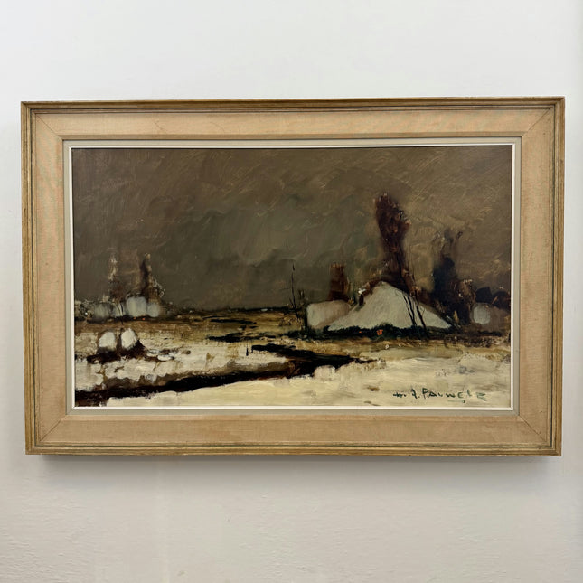 Detailed Winter Landscape Oil Painting "Snow Mounds" Handcrafted Large Art Holland Art Shop