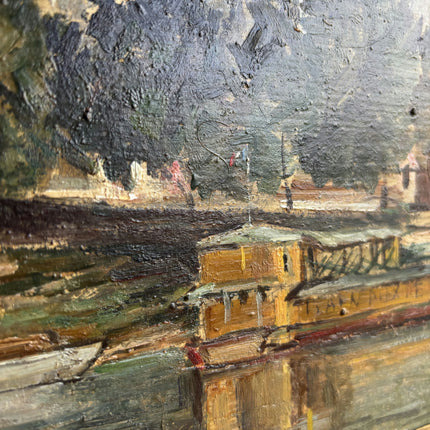 Vintage Harbor Scene Oil Painting "Golden Frame" Timeless Art Holland Art Shop