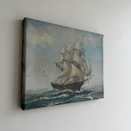 Traditional Seascape Oil Painting "Sailing Ship" Original Small Artwork Holland Art Shop