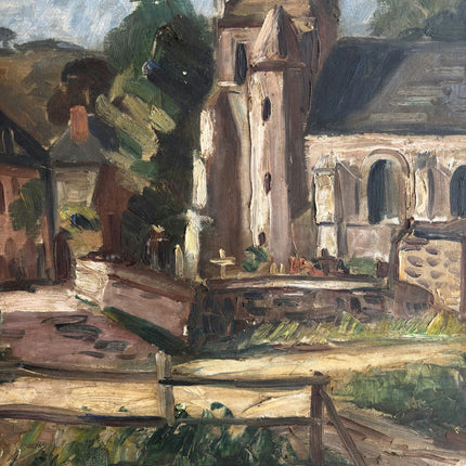 Refined Cityscape Oil Painting "Stone Church" Traditional Art Holland Art Shop