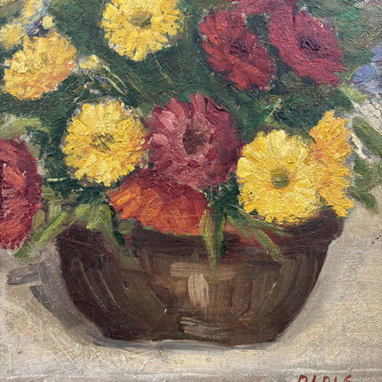 Authentic Floral Still Life Oil Painting "Flower Basket" Rustic Art Holland Art Shop