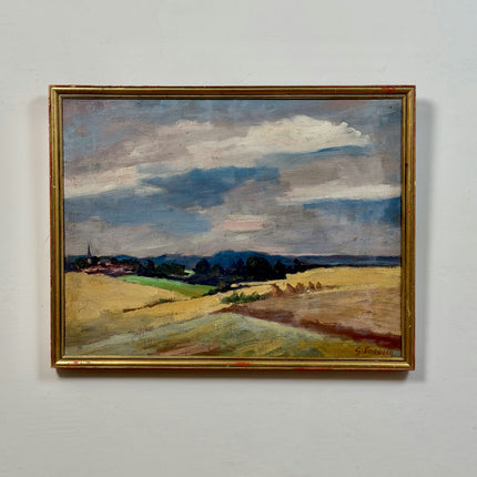 Original Landscape Oil Painting "Golden Fields" Expressive Artwork Holland Art Shop