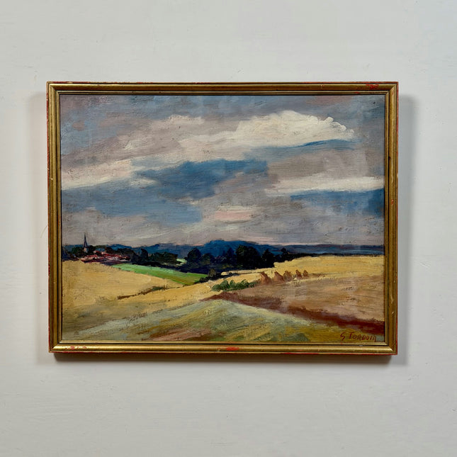 Original Landscape Oil Painting "Golden Fields" Expressive Artwork Holland Art Shop