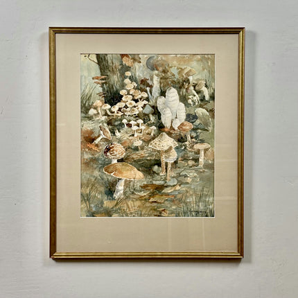 Traditional Landscape Oil Painting "Clustered Mushrooms" Handcrafted Art Holland Art Shop