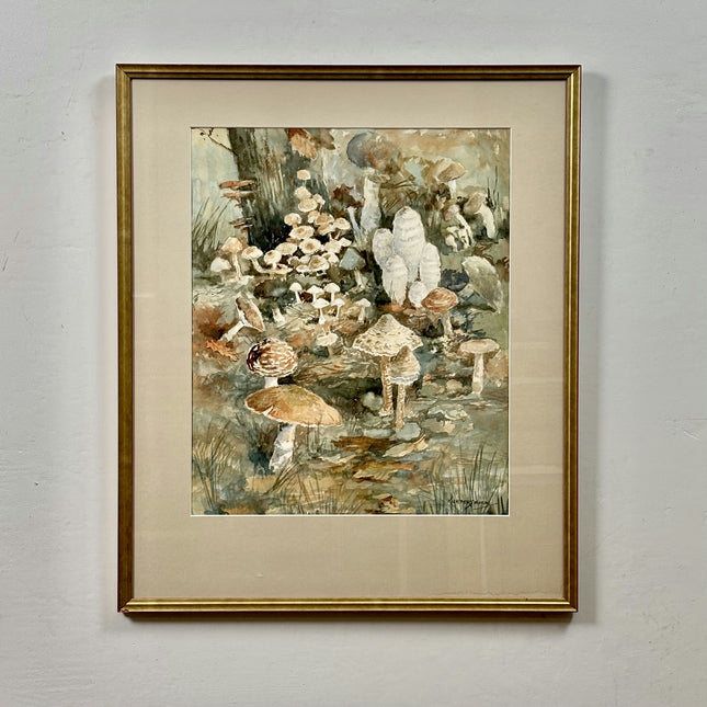 Traditional Landscape Oil Painting "Clustered Mushrooms" Handcrafted Art Holland Art Shop