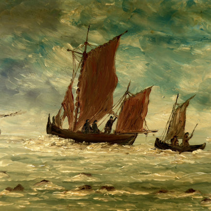 Handcrafted Seascape Oil Painting "Sailing Boat" Detailed Small Artwork Holland Art Shop