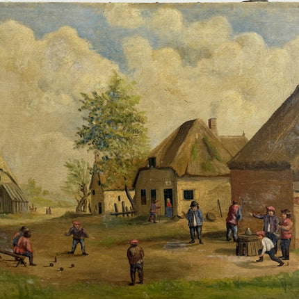 Antique Scenery Oil Painting "Thatched Cottage" Rustic Artwork Holland Art Shop