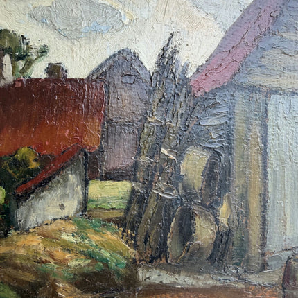 Vintage Cityscape Oil Painting "Thatched House" Detailed Art Holland Art Shop