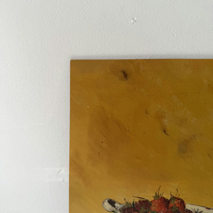 Authentic Oil Painting Still Life "Strawberry Colander" Striking Small Artwork Holland Art Shop