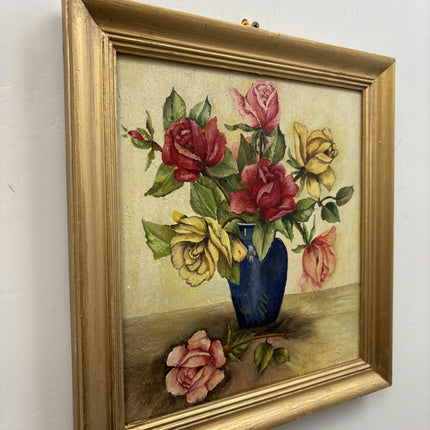 Timeless Flowery Still Life Oil Painting "Blue Vase" Detailed Belgique Artwork Holland Art Shop