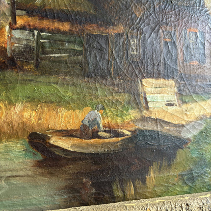 Handcrafted Farm Oil Painting "Thatched Cottage" Refined Artwork Holland Art Shop