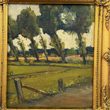 Rustic Landscape Oil Painting "Cracked Bark" Vintage Small Artwork Holland Art Shop