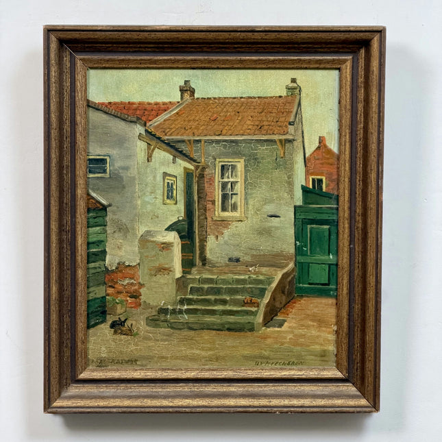 Authentic Still Life Oil Painting "Green Door" Timeless Small Art Holland Art Shop