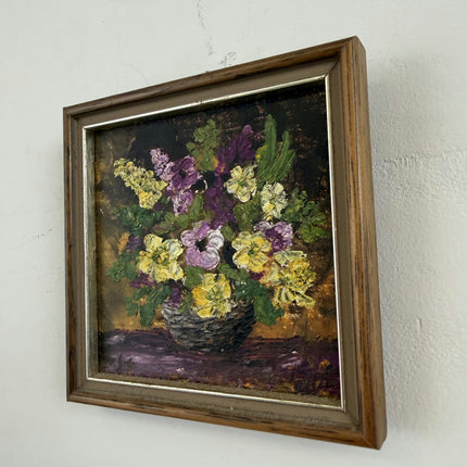 Authentic Floral Still Life Oil Painting "Flower Basket" Small Artwork Holland Art Shop