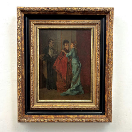 19th Century Antique Figurative Oil Painting "Embracing Woman" Art Holland Art Shop