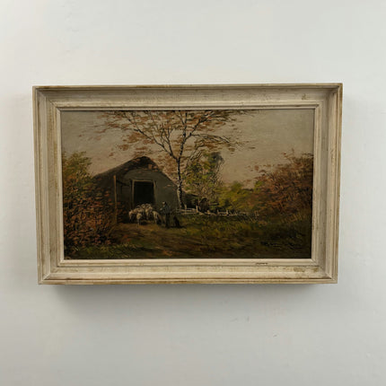 Vintage Landscape Oil Painting "Thatched Cottage" Traditional Art Holland Art Shop