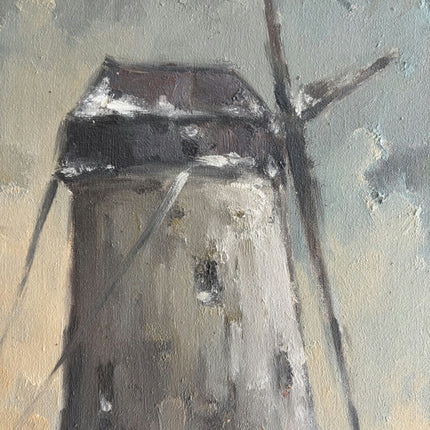 Expressive Winter Landscape Oil Painting "Windmill Tower" Refined Artwork Holland Art Shop