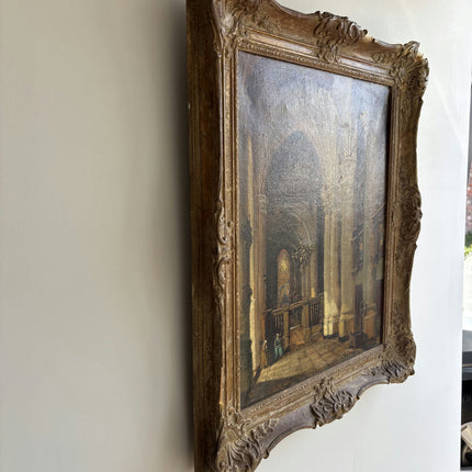 Handcrafted Church Interior Oil Painting "Ornate Frame" Elegant Art Holland Art Shop