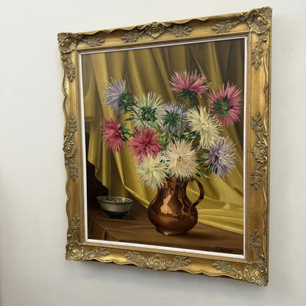 Detailed Floral Still Life Oil Painting "Chrysanthemum Bouquet" Refined Artwork Holland Art Shop