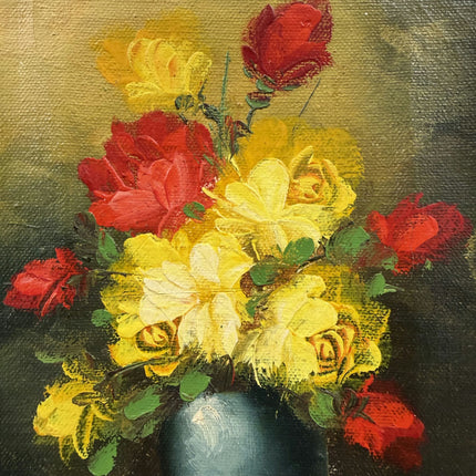 Classic Floral Still Life Oil Painting "Yellow Roses" Authentic Small Artwork Holland Art Shop