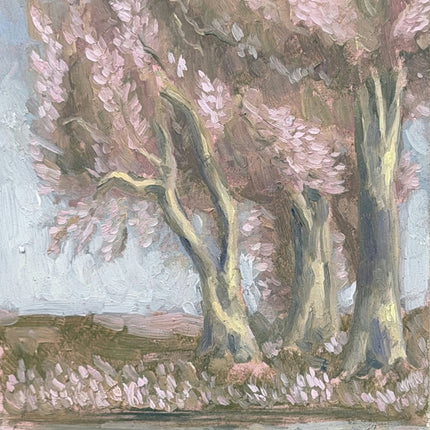Rustic Landscape Oil Painting "Blossom Tree" Elegant Small Artwork Holland Art Shop