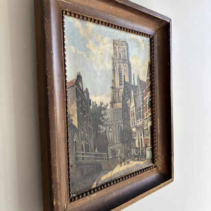 Detailed Cityscape Oil Painting "City Church" Handcrafted 208 Art Holland Art Shop