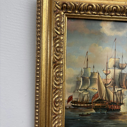 Refined Oil Painting Seascape "Sailing Ships" Striking Small Art