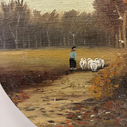 Elegant Landscape Oil Painting "Grazing Sheep" Detailed Small Art Holland Art Shop