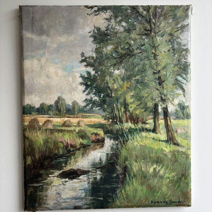 Elegant Landscape Oil Painting "Tall Tree" Rustic Belgique Art Holland Art Shop