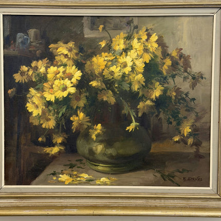 Timeless Floral Still Life Oil Painting "Yellow Bouquet" Rustic Large Art Holland Art Shop