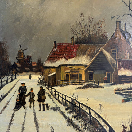 Handcrafted Winter Landscape Oil Painting "Snowy Farmhouse" Original Art Holland Art Shop