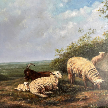 Rustic Animals Oil Painting "Grazing Sheep" Traditional Belgique Art Holland Art Shop