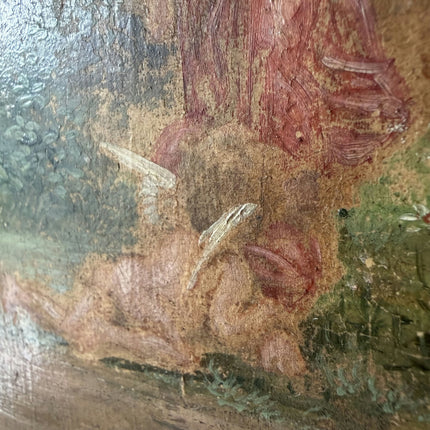 19th Century Antique Figurative Oil Painting "Dancing Nymph" Small Artwork Holland Art Shop