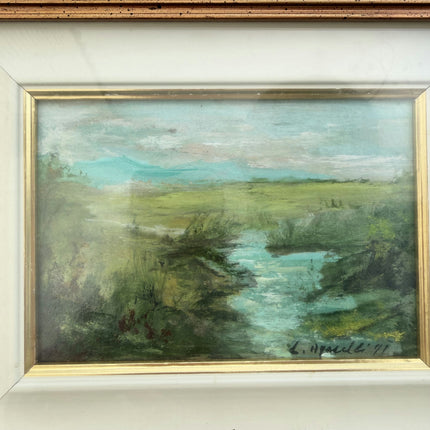 Expressive Landscape Oil Painting "Gilded Frame" Rustic Small Art Holland Art Shop