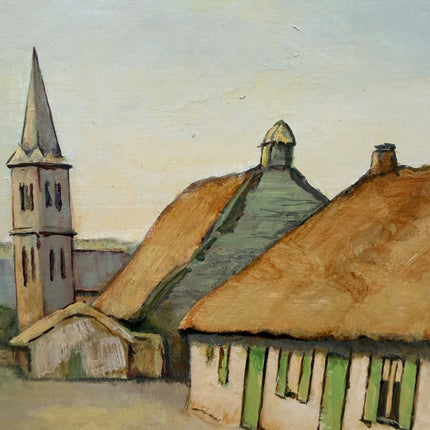 Detailed Cityscape Oil Painting "Village Street" Handcrafted Art Holland Art Shop