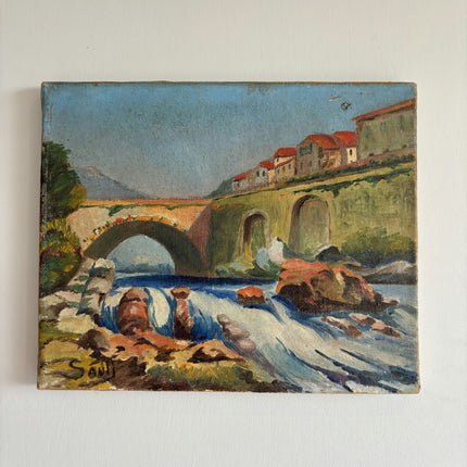 Traditional Landscape Oil Painting "Stone Bridge" Expressive Small Art Holland Art Shop