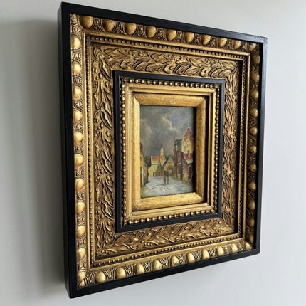 Timeless Cityscape Oil Painting "Gilded Frame" Vintage Artwork Holland Art Shop